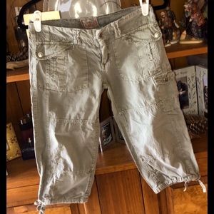 Soft Smooth Cotton Khaki Green Capris by Jade